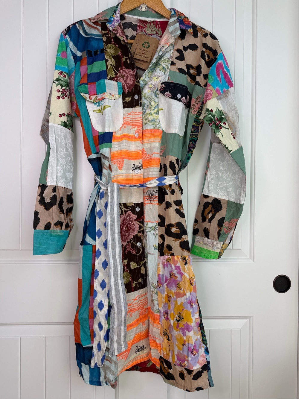 Ashley Taylor Colorful Patchwork Shirt Dress